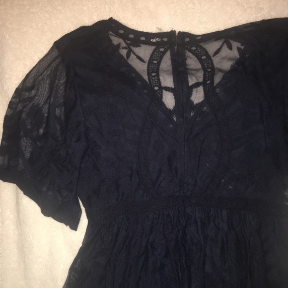 PinkBlush Navy Lace Overlay Maternity Maxi Dress - Picture 4 of 5